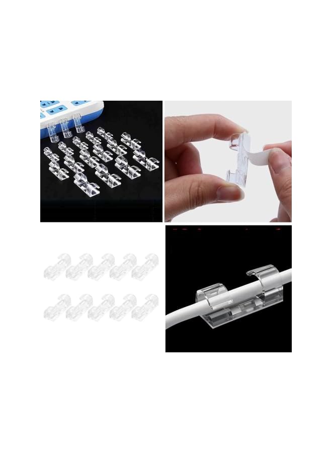 promass 60 Pcs Cable Clips, Self Adhesive Cable Management Clips, Cable Clips with Adhesive Tapes,Wire Holders Cord Clips for Wall, Strong Cord Organizer Cable Management Under Desk, Car,Home Office - Image 3