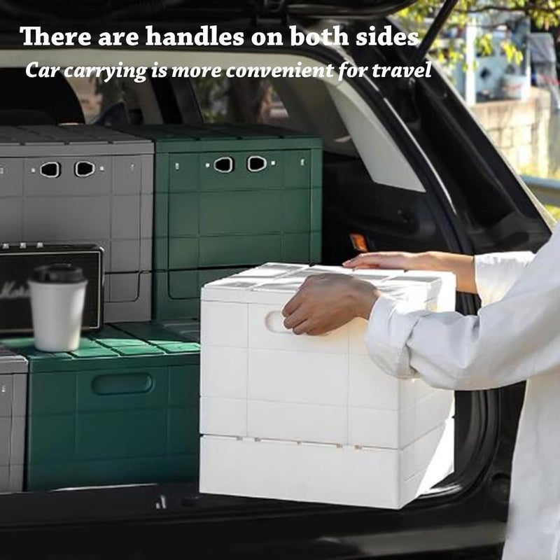 Outdoors Storage Bins with Lids Foldable Plastic Stackable Clothes Can Sit Large Capacity(Dark Green,59.6cm) - Image 5