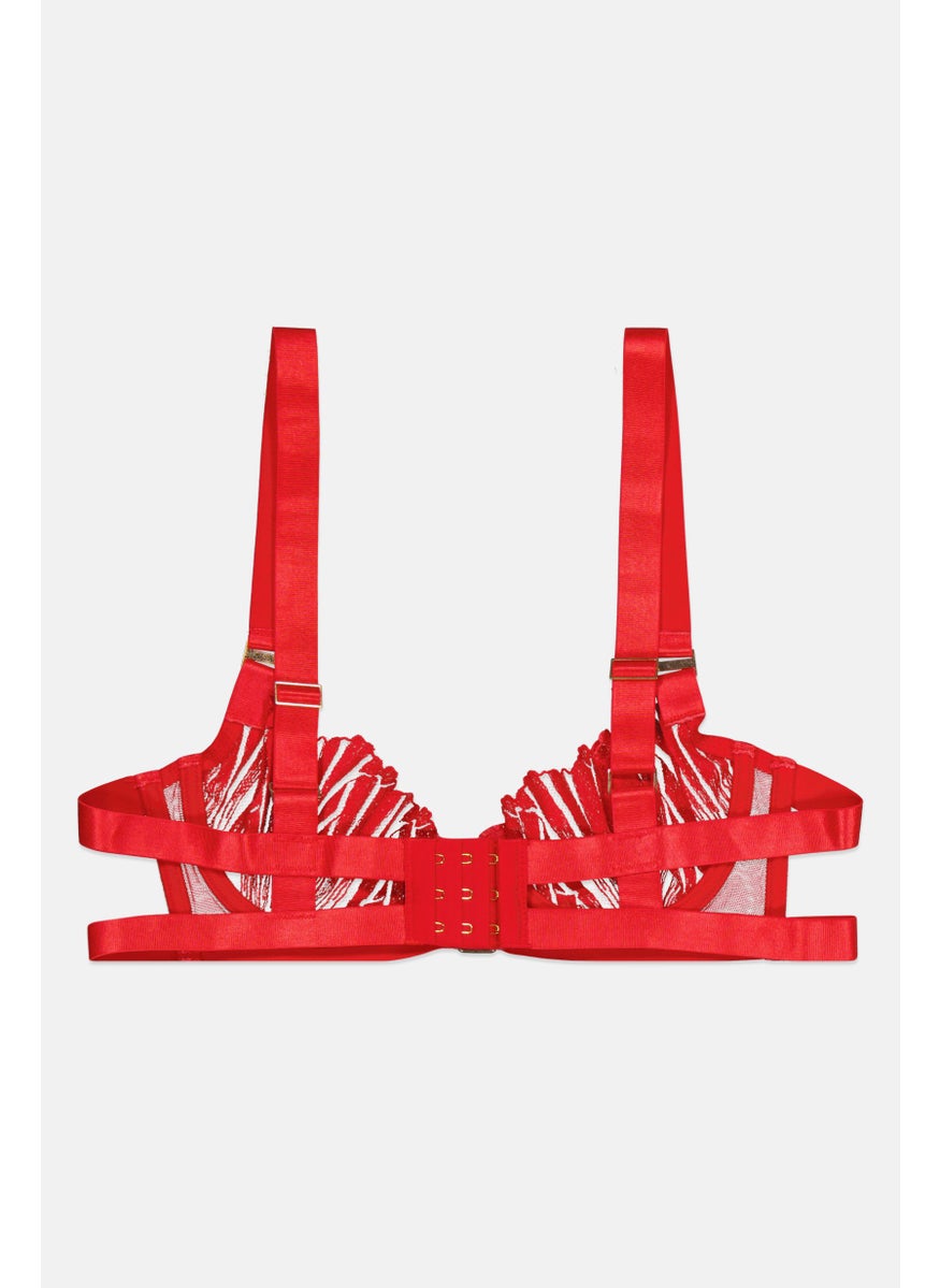 BLUEBELLA Women Textured Non Padded Wired Bra, Red  - Image 2