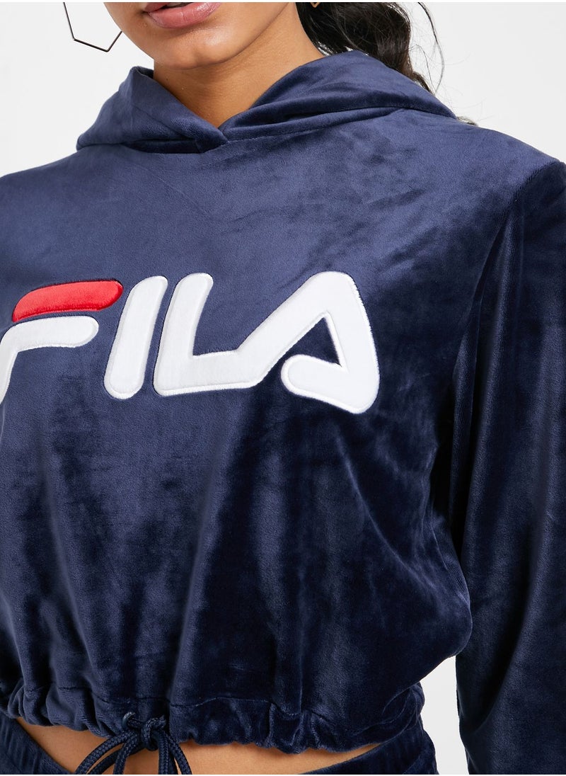 FILA - Aitana Cropped Velour Hoodie - Image 1