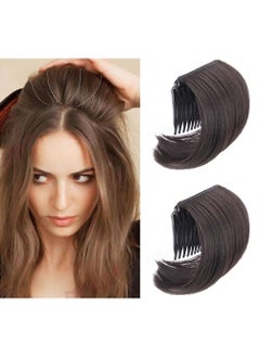 2Pcs Brown Black Hair Comb Bump It Up Volume Hair Base Insert Tool Hair Bun Invisible False Hair Clip Fluffy Styling Increased Hair Pad for Women