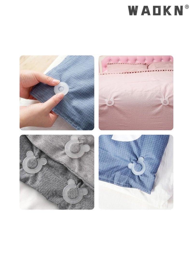 WAOKN - 20 Set Duvet Comforter Clips,Plastic Comforter Grippers, Bed Duvet Donuts Holders, Quilt Holder without Needle Safety Invisible Bedsheet Corner Fixing Buckle Fasteners Keep Corner in Place - Image 1