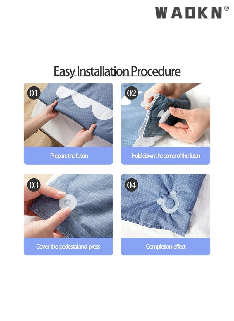 WAOKN - 20 Set Duvet Comforter Clips,Plastic Comforter Grippers, Bed Duvet Donuts Holders, Quilt Holder without Needle Safety Invisible Bedsheet Corner Fixing Buckle Fasteners Keep Corner in Place - Image 1