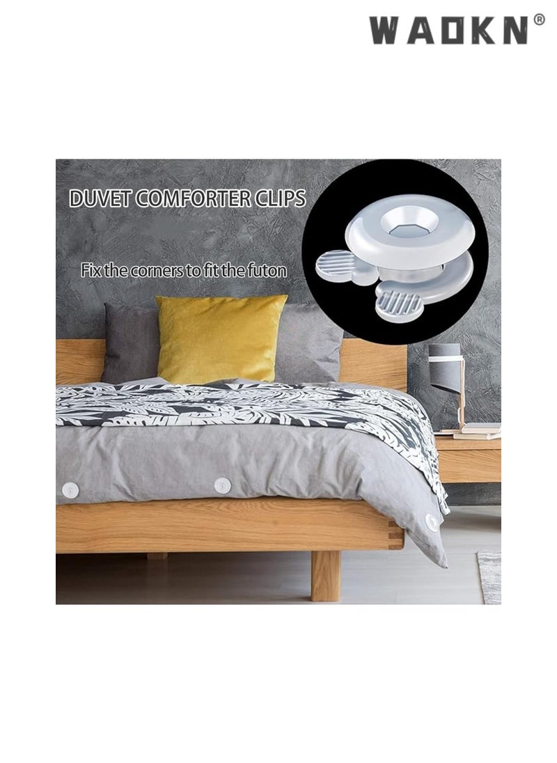 WAOKN - 20 Set Duvet Comforter Clips,Plastic Comforter Grippers, Bed Duvet Donuts Holders, Quilt Holder without Needle Safety Invisible Bedsheet Corner Fixing Buckle Fasteners Keep Corner in Place - Image 1