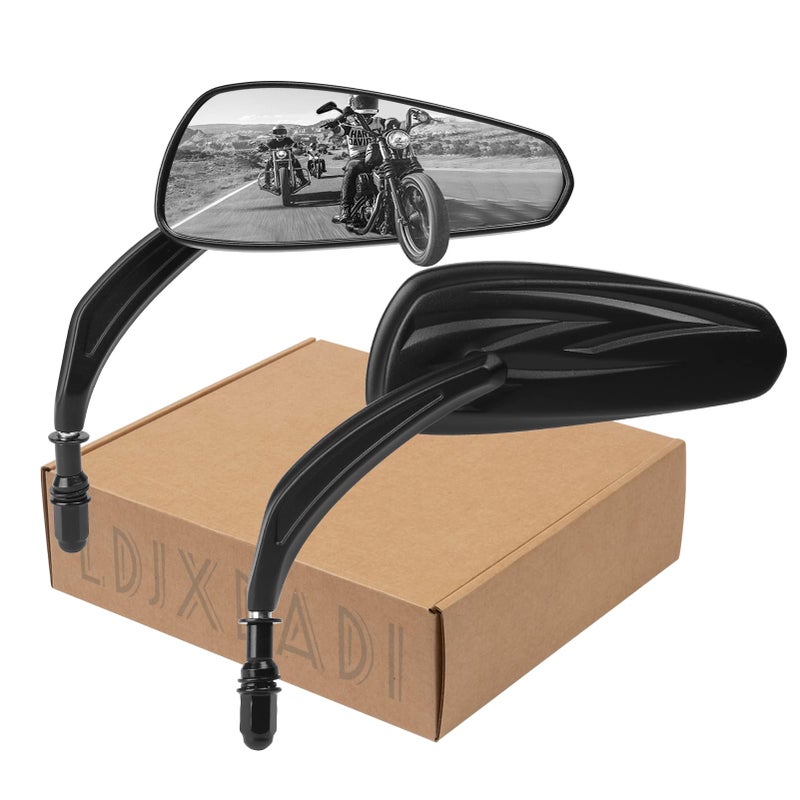 LDJXDADI Motorcycle Rear view Mirrors for Sportster Road King Street Electra Glide Road Glide Dyna Softail 19822024 Black