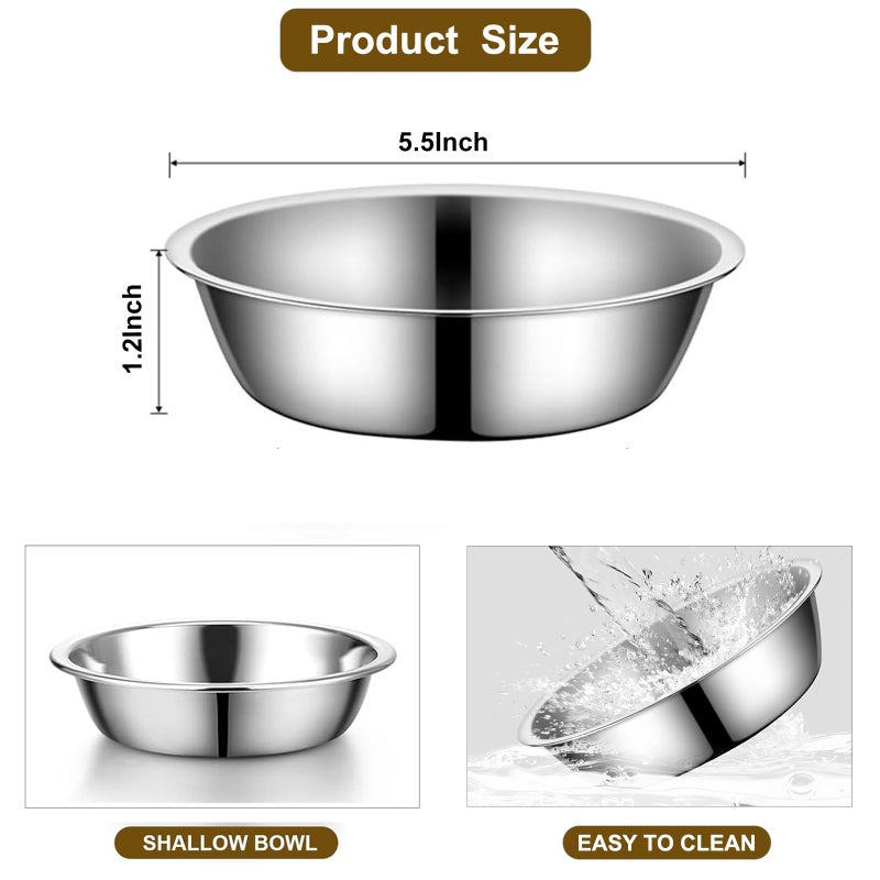 Summark Stainless Steel Raised Cat Food Bowl for 2 Bowls, 5.5-Inch Replaceable Cat Bowl, Pack of 2 ï¼ˆNot fit 4.7 inch 3 Bowlsï¼‰ - Image 2
