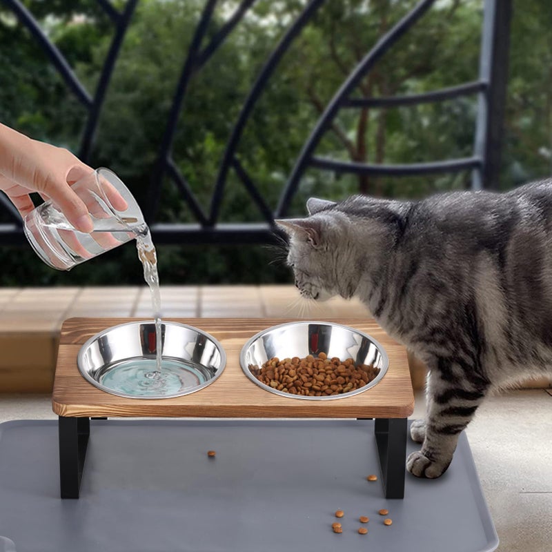 Summark Stainless Steel Raised Cat Food Bowl for 2 Bowls, 5.5-Inch Replaceable Cat Bowl, Pack of 2 ï¼ˆNot fit 4.7 inch 3 Bowlsï¼‰ - Image 4