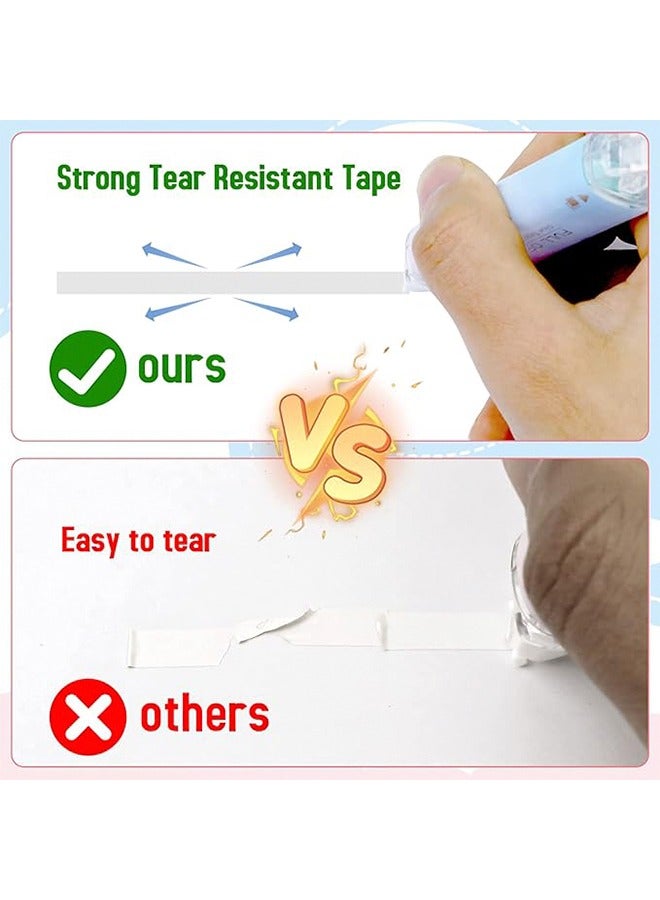 2 Pack 2-in-1 White Out Correction Tape with Double-Sided Adhesive Glue Tape Smooth Quick Dry White Out Pen Anti Tear White Out Tape Correction Tape for Home School Office Stationery Supplies