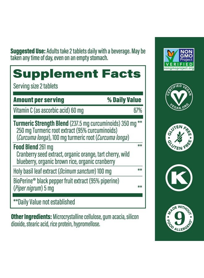 ميغافود مكمل غذائي ميجا فود للجسم بالكامل بالكركم والكركمين - مكمل غذائي بالكركم مع الفلفل الأسود - 237 ملغ من الكركمينويدات لكل حصة - مضاد للأكسدة ومعزز للمناعة - نباتي - 60 قرصًا صغيرًا، 30 حصة - Image 2