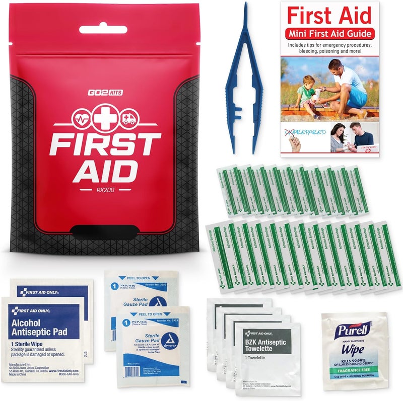 38-Piece First Aid Kit 2.0, Basic Plus Emergency First Aid Kit for Home, Work & Travel, Red, 38 Pieces, 5-Pack