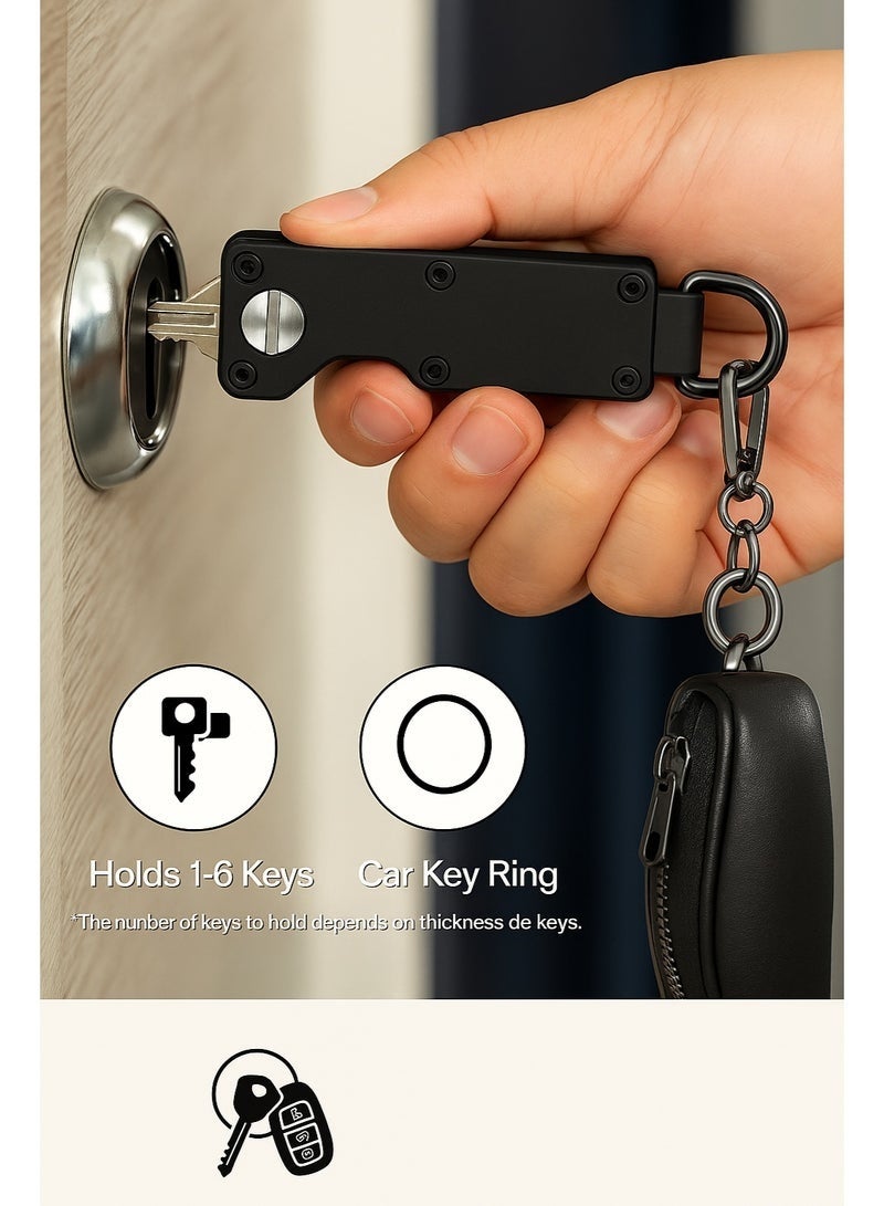 Compact Key Organizer Holder for Up to 6 Keys with Pocket Clip and Car Key Ring Anti Slip Metal Design - Image 3