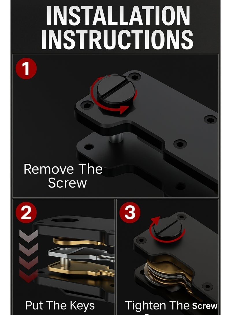 Compact Key Organizer Holder for Up to 6 Keys with Pocket Clip and Car Key Ring Anti Slip Metal Design - Image 4