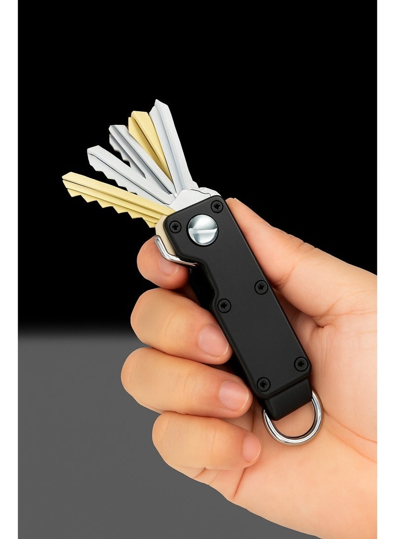 Compact Key Organizer Holder for Up to 6 Keys with Pocket Clip and Car Key Ring Anti Slip Metal Design - Image 5