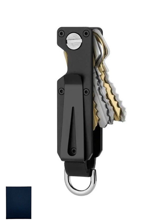 Compact Key Organizer Holder for Up to 6 Keys with Pocket Clip and Car Key Ring Anti Slip Metal Design - Image 1