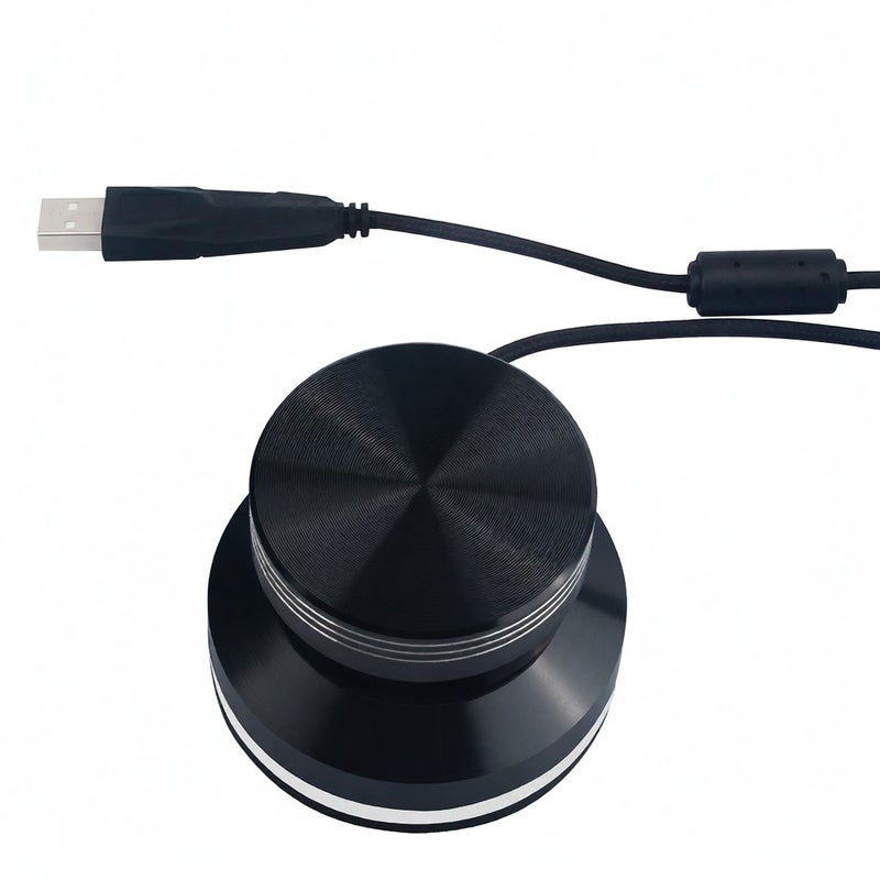 أيماوس (AIMOS) مقبض تحكم مستوى صوت USB، محول مستوى الصوت ومفتاح تحكم مستوى صوت مكبرات الصوت الحاسوبي الدوار لنظامي ويندوز 7/8/10/إكس بي وماك وفيستا وأندرويد (أسود) - Image 1