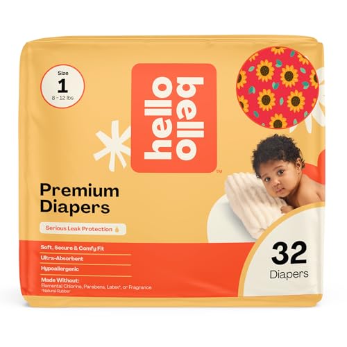 Hello Bello Diapers Size 1 812 lbs Flower Child 32 Count of Premium Disposable Baby Diapers Hypoallergenic with Soft ClothLike Feel - Image 1