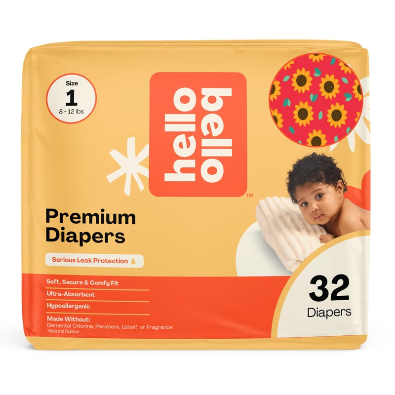 Hello Bello Diapers Size 1 812 lbs Flower Child 32 Count of Premium Disposable Baby Diapers Hypoallergenic with Soft ClothLike Feel - Image 2