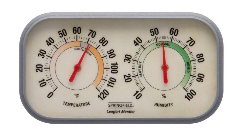 Springfield Color Track Humidity Meter and Indoor Thermometer Analog Weather Station for the Bedroom Nursery Storage and Inside the Home