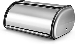 Flexzion Stainless Steel Bread Box Holder (13 inch) Metal Roll Up Top Lid Storage Container Bin Keeper for Homemade - Image 1