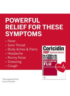 Coricidin HBP Coricidin HBP, Decongestant-free Maximum Strength Multi-symptom Flu Tablets, 24 Count  - Image 2