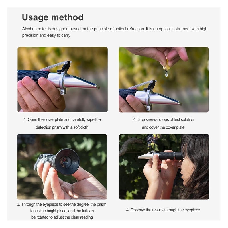 Refractometer, Specific Gravity 0-40% Brix Alcohol Refractometer Tester for Wort Beer Wine Grape Sugar Set - Image 3