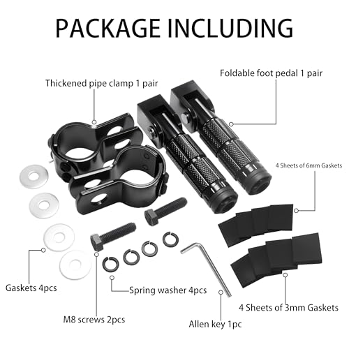 JXPANG M8 Motorcycle Folding Rearsets Foldable Motorbike Footrest Bicycle Footpegs Foot Pegs Pedal, Passenger Pedal Universal For Electric Car Motorbike Mini Bike Dirt Pit (Black, Type A) - Image 5