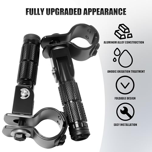 JXPANG M8 Motorcycle Folding Rearsets Foldable Motorbike Footrest Bicycle Footpegs Foot Pegs Pedal, Passenger Pedal Universal For Electric Car Motorbike Mini Bike Dirt Pit (Black, Type A) - Image 4