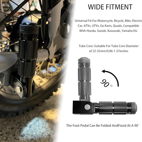 JXPANG M8 Motorcycle Folding Rearsets Foldable Motorbike Footrest Bicycle Footpegs Foot Pegs Pedal, Passenger Pedal Universal For Electric Car Motorbike Mini Bike Dirt Pit (Black, Type A) - Image 3