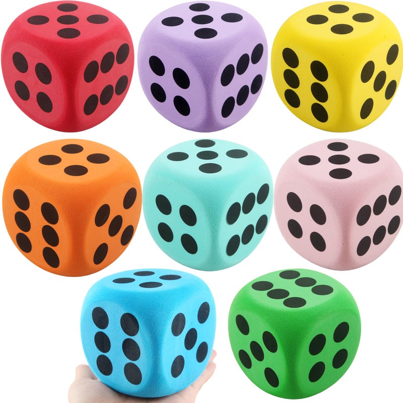 Cotiny 8 Pack 315 Inch Jumbo Dice Set Colorful Soft EVA Foam Dice Large Rounded Edge Dice for Classroom Learning Casino Games Party Math Activities 8 Colors - Image 3