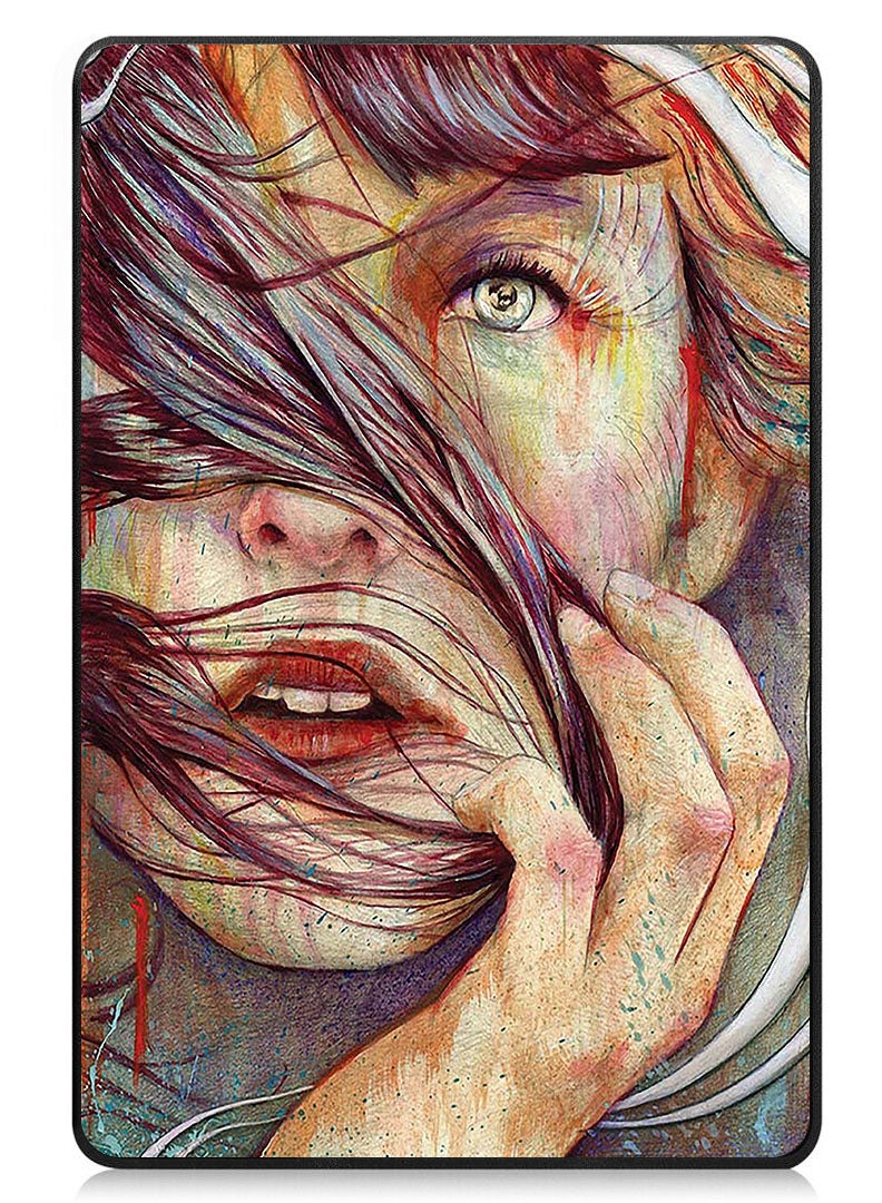 Theodor Protective Flip Case For Xiaomi Redmi Pad Pro (2024) With Trifold Stand Auto Wake Sleep Shockproof Cover Girl hair on face - Image 1