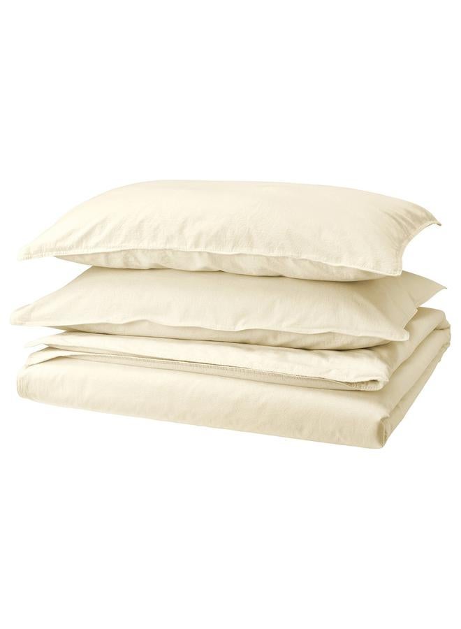 erorex Duvet cover and 2 pillowcases, natural, 240x220/50x80 cm - Image 1