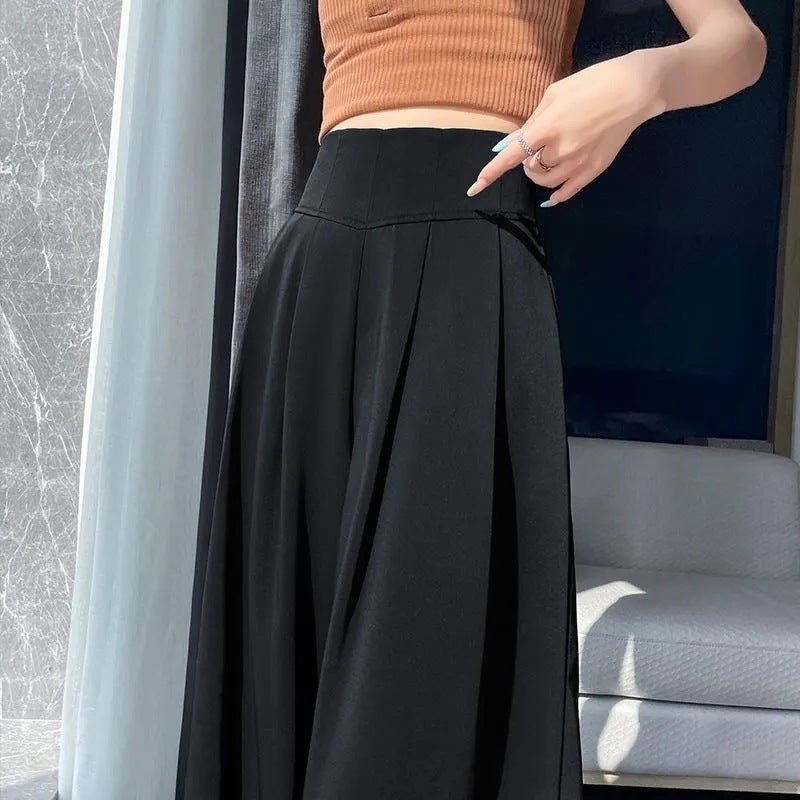 High-Waisted Suit Wide-Leg Pants With Drapey Casual Floor-Length Pants With Tummy Control - Image 4