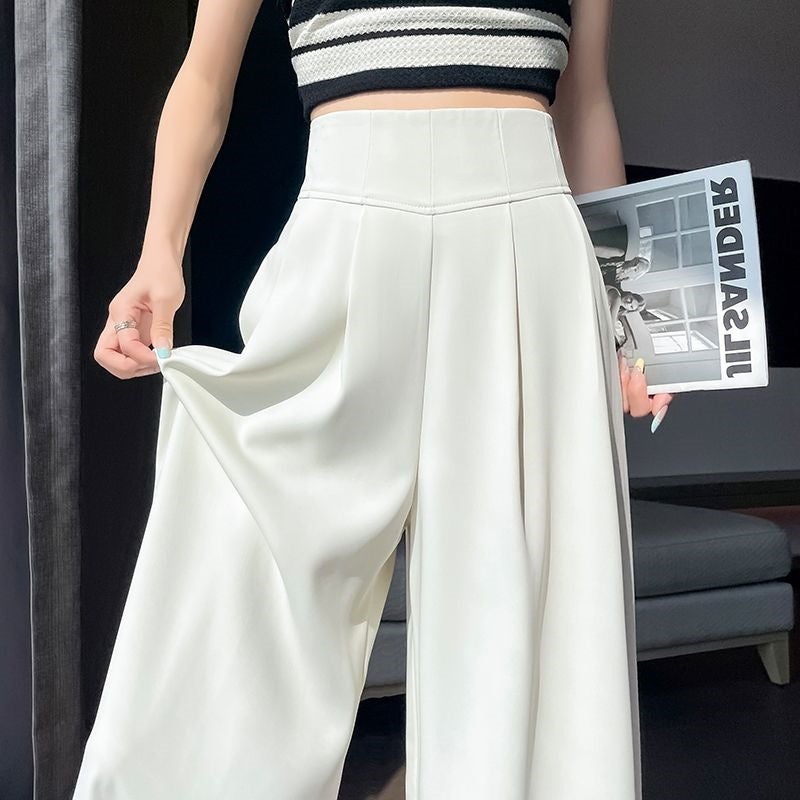 High-Waisted Suit Wide-Leg Pants With Drapey Casual Floor-Length Pants With Tummy Control - Image 5