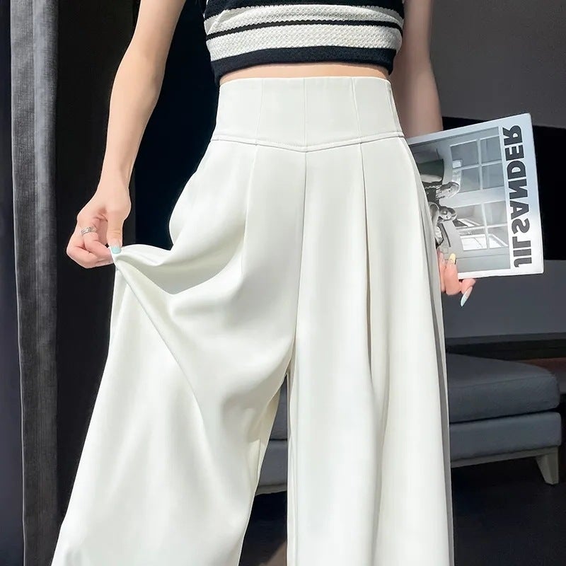High-Waisted Suit Wide-Leg Pants With Drapey Casual Floor-Length Pants With Tummy Control - Image 3