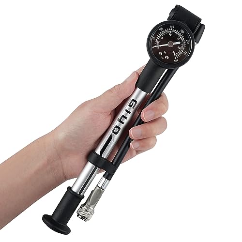 GIYO High Pressure Shock Pump 350 PSI Strong Lever Lock for No Air Loss Aluminum Barrel 15 Dial Gauge MicroAdjust Bleeder 360 Rotating Hose TaiwanMade - Image 1