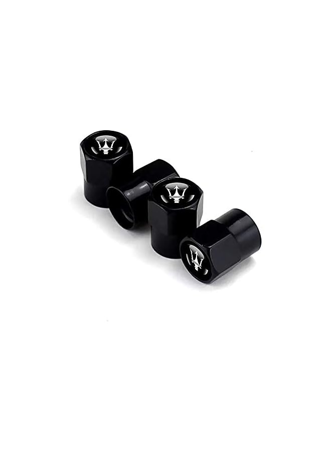 S-TOP Fit Maserati Stem Cap 4pcs Universal Car Tire Valve Stem Caps Air Cover Car Accessories Hex 016 Black Stem Cover - Image 1