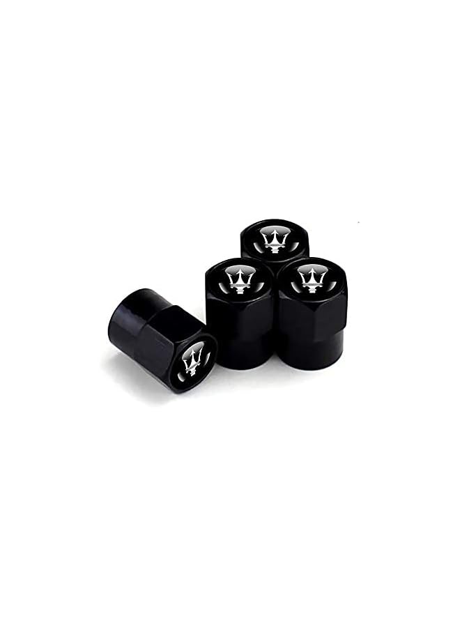 S-TOP Fit Maserati Stem Cap 4pcs Universal Car Tire Valve Stem Caps Air Cover Car Accessories Hex 016 Black Stem Cover - Image 3