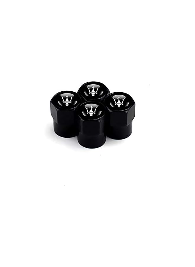 S-TOP Fit Maserati Stem Cap 4pcs Universal Car Tire Valve Stem Caps Air Cover Car Accessories Hex 016 Black Stem Cover - Image 2