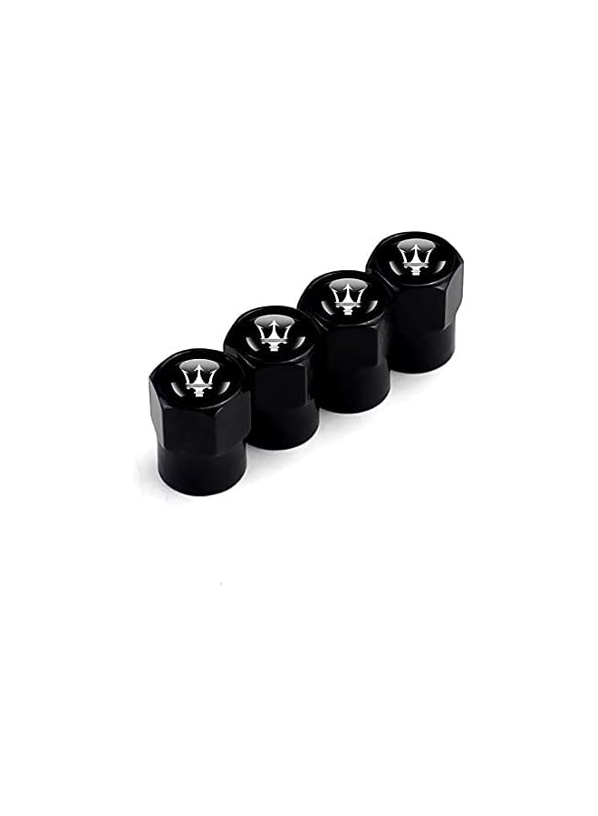S-TOP Fit Maserati Stem Cap 4pcs Universal Car Tire Valve Stem Caps Air Cover Car Accessories Hex 016 Black Stem Cover - Image 4