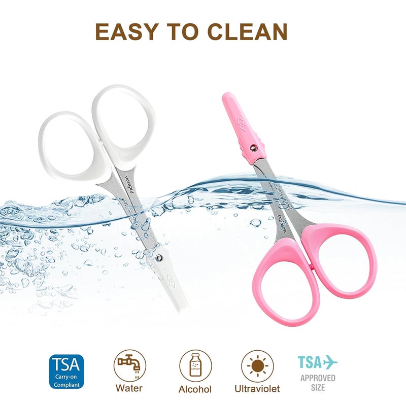 Pafason High Precision Eyebrow Grooming Scissor Set, Beauty Makeup Cosmetic Tool, Curved, Straight Tip, Stainless Steel, Safety Case for Trimming Eyelash Extensions - Image 5