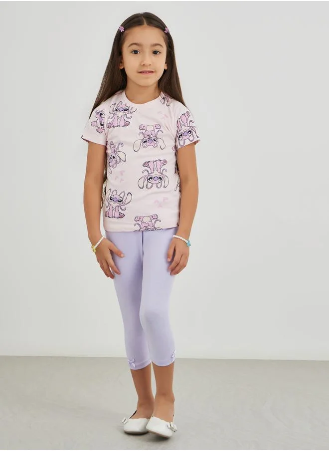 Styli Styli Girls Lilo and Stitch Print Short Sleeve T-Shirt