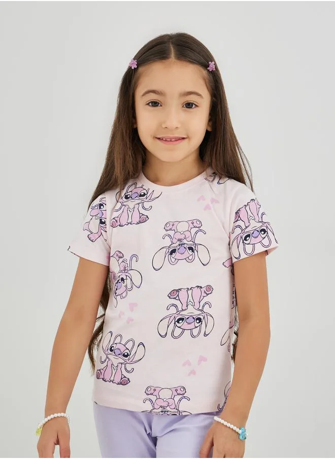 Styli Styli Girls Lilo and Stitch Print Short Sleeve T-Shirt