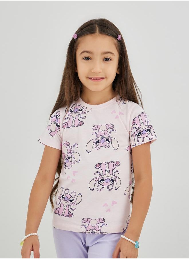 Styli Styli Girls Lilo and Stitch Print Short Sleeve T-Shirt  - Image 1