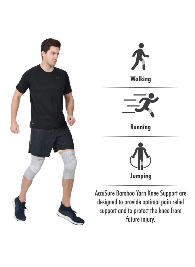 AccuSure AccuSure Orthopedic Pain Relief Bamboo Yarn Knee Support Cap Brace/Sleeves Pair For Sports, Pain Relief, Knee Compression Support, Exercise, Gym, Running, Cycling, Knee Cap Guard Brace Knee Support For Men And Women-Medium - Image 2
