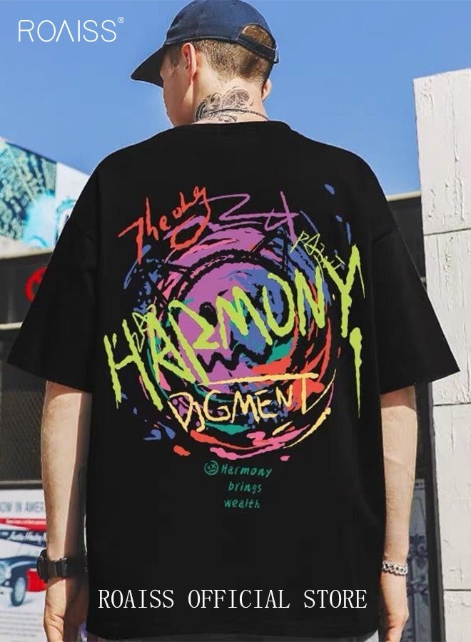 roaiss 2Pcs Men's T-shirt Loose Version Trendy All-Match Pattern Printing Short Sleeves - Image 3