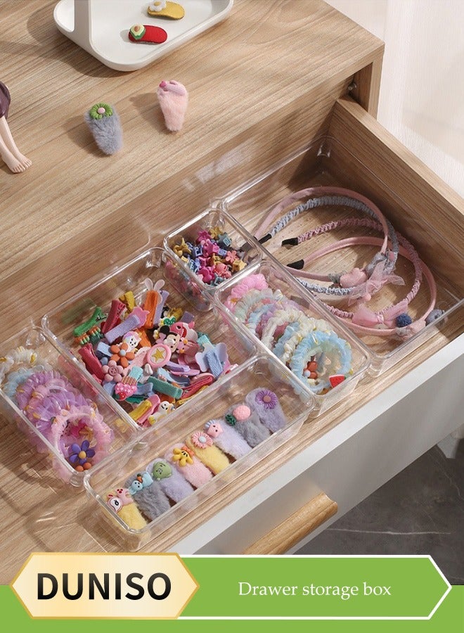 DUNISO 23 PCS Clear Plastic Drawer Organizers Set, multifunctional desk drawer organizer, dressing table storage tray, cosmetics storage box, suitable for kitchen, bathroom, makeup utensils and office - Image 1