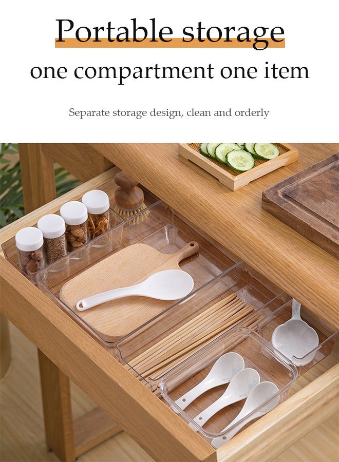 DUNISO 23 PCS Clear Plastic Drawer Organizers Set, multifunctional desk drawer organizer, dressing table storage tray, cosmetics storage box, suitable for kitchen, bathroom, makeup utensils and office - Image 5