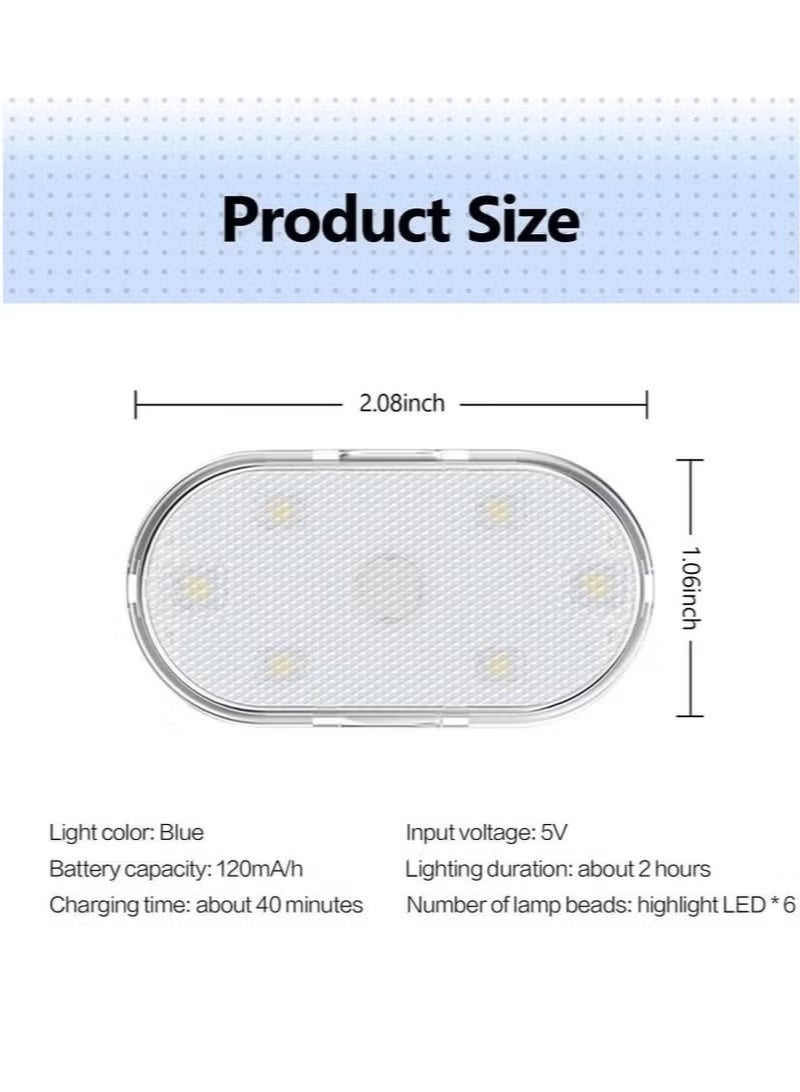 أضواء سيارة LED، أضواء داخلية محمولة صغيرة من نوع إلديد لمس بستة حبيبات مصباح LED ساطعة، ضوء شحن عبر USB، ضوء طوارئ للسيارات - Image 2