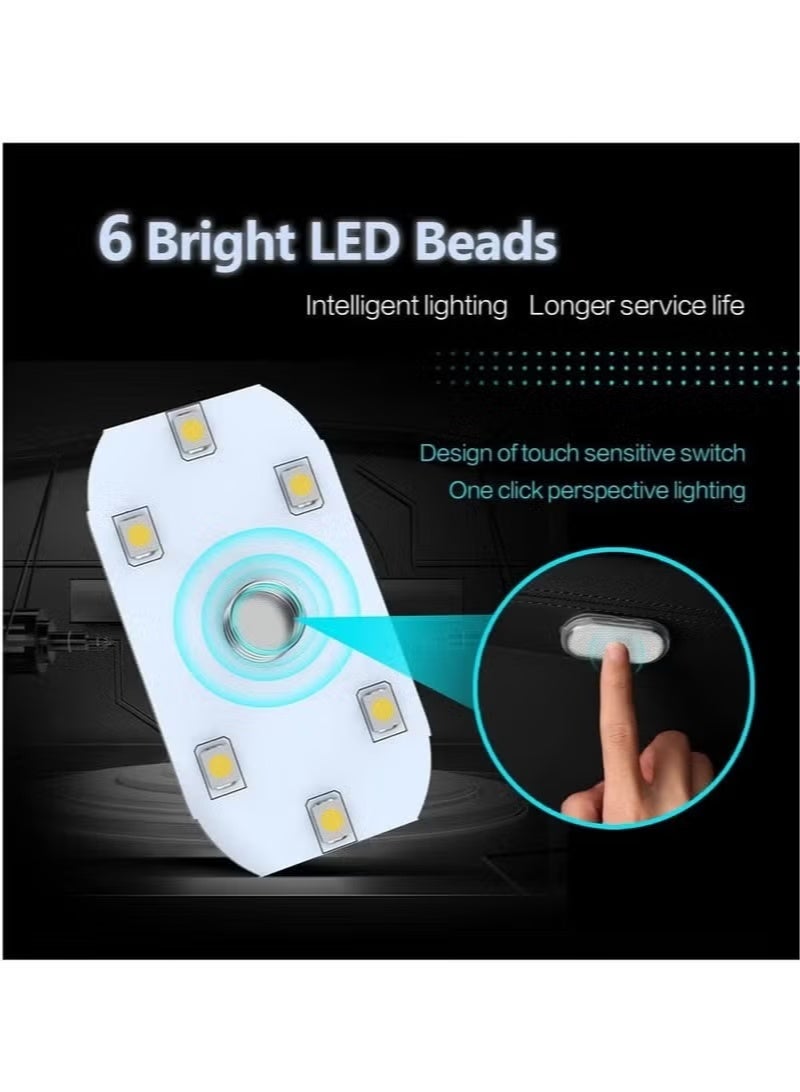 أضواء سيارة LED، أضواء داخلية محمولة صغيرة من نوع إلديد لمس بستة حبيبات مصباح LED ساطعة، ضوء شحن عبر USB، ضوء طوارئ للسيارات - Image 3