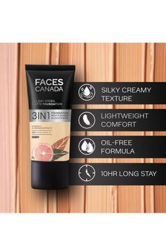 Faces Canada FACES CANADA All Day Hydra Matte Foundation | 3-in-1 Foundation + Moisturizer + SPF 30 | 24 HR Aloe Hydration & Vitamin C | 10HR Long Wear | Medium to High Buildable Coverage | Absolute Ivory 012 | 25ml  - Image 4